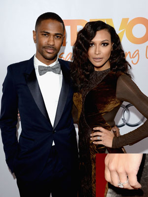 Naya Rivera, a Santana de <i>Glee</i>, exibe anel de noivado ao lado de Big Sean