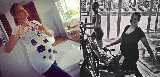 Ana Hickmann pratica exercícios físicos durante a gravidez