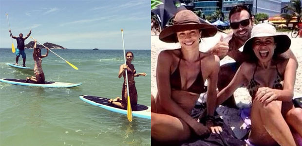 Grazi Massafera se diverte na praia com atriz de <i>Joia Rara</i>