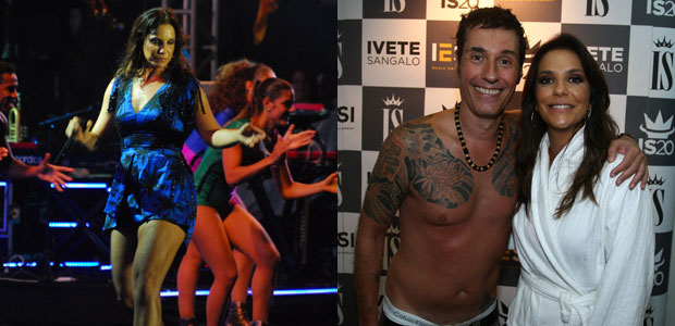 Ivete Sangalo faz <i>show</i> e posa de roupão com Dinho Ouro Preto