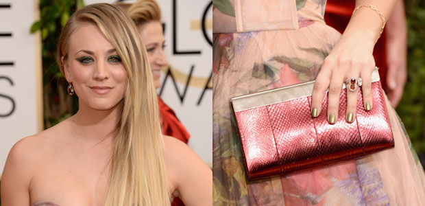 Descubra o esmalte que Kaley Cuoco usou no <i>Globo de Ouro</i>