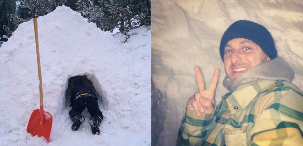 Luciano Huck constrói iglu para os filhos na neve e ensina o passo-a-passo