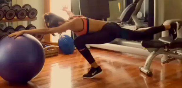 Mesmo cansada, Izabel Goulart cuida do corpo