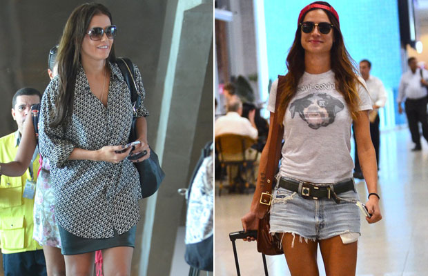 Deborah Secco e Thaila Ayala chamam a atenção por <i>look</i> em aeroporto