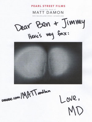 Matt Damon envia fax engraçado para Ben Affleck e Jimmy Kimmel, entenda!