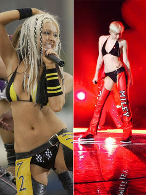 Miley Cyrus copia roupa de Christina Aguilera, entenda!