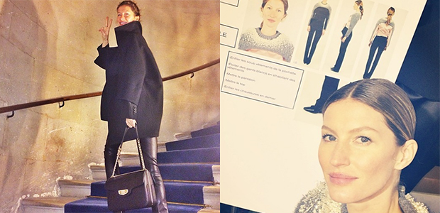 Sem maquiagem, Gisele Bündchen mostra bastidores de desfile em Paris