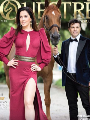 Claudia Raia e o namorado posam com cavalo para revista