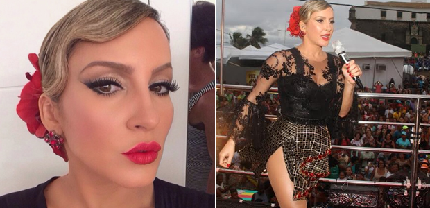 Claudia Leitte se apresenta em trio elétrico vestida de espanhola