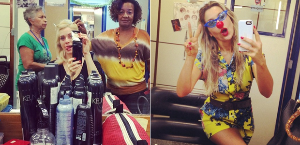 Letícia Spiller e Flávia Alessandra e trabalham em pleno Carnaval