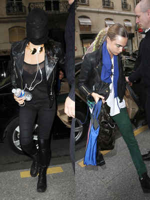Com Cara Delevingne, Michelle Rodriguez usa capuz para despistar <i>paparazzi</i>