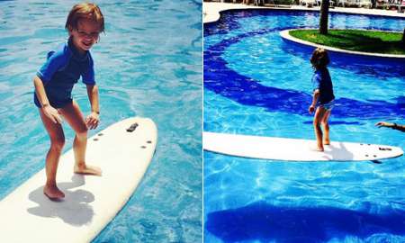 Adriane Galisteu posta foto do filho surfando