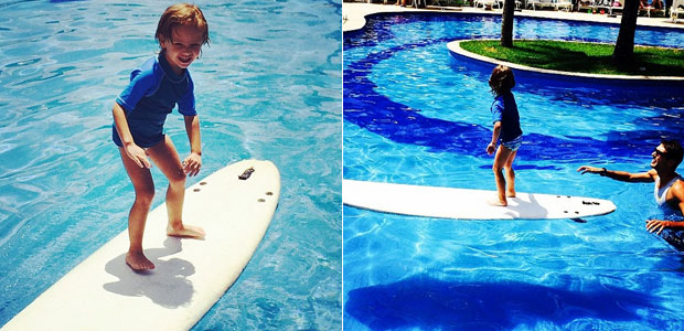 Adriane Galisteu posta foto do filho surfando