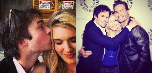 Ian Somerhalder reencontra ex-namorada, Maggie Grace, e troca carinhos com ela