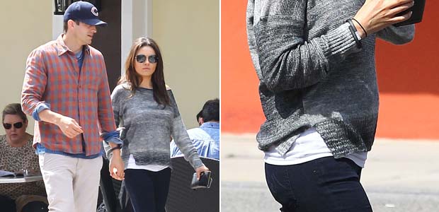 Mila Kunis já exibe barriguinha saliente e levanta rumores de gêmeos