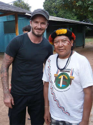 David Beckham visita reserva indígena no Brasil