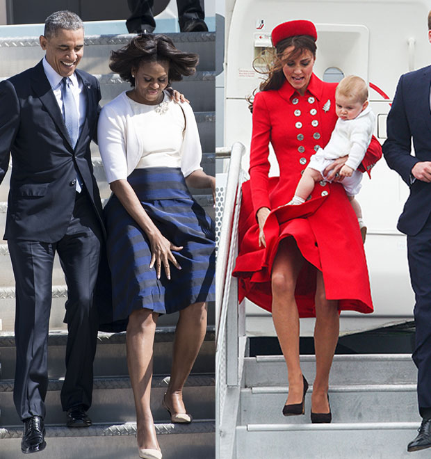 Michelle Obama quase deixa tudo à mostra, mas é salva pelo marido
