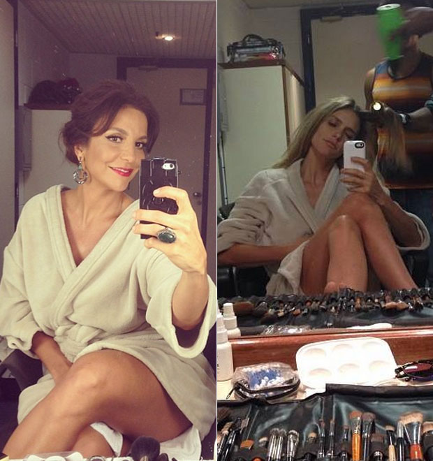 Ivete Sangalo e Fernanda Lima exibem pernas em bastidores de programa
