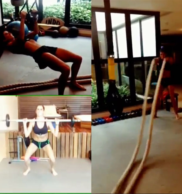 Deborah Secco bate cordas em treino, veja!