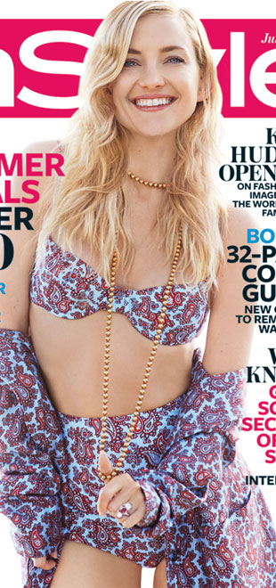 Kate Hudson exibe barriga lisinha em capa de revista e critica <i>paparazzi</i>