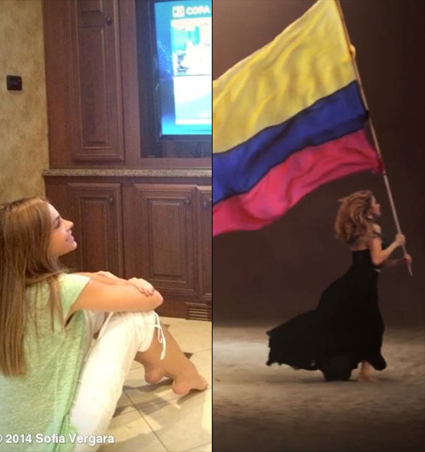 Sofia Vergara e Shakira torcem pela Colômbia na Copa do Mundo