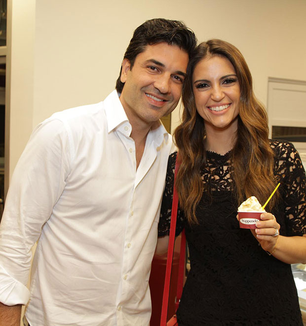 Chris Flores prestigia lançamento de sorveteria de Edu Guedes
