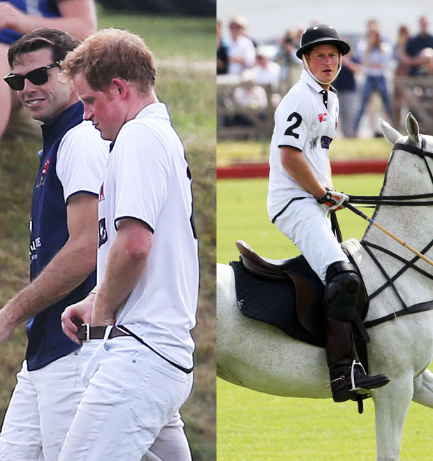 Príncipe Harry dá <i>ajeitada</i> em calça durante partida de polo