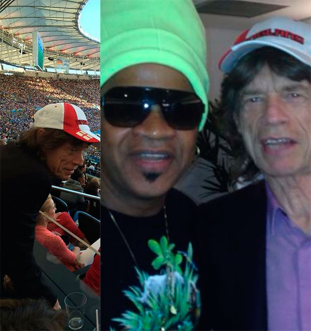 Mick Jagger posta foto do Maracanã e é tietado por Carlinhos Brown em jogo da final