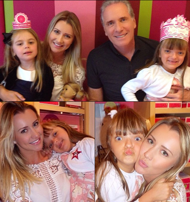 Roberto Justus e a namorada, Ana Paula Siebert, comemoram juntos o aniversário de Rafaella Justus