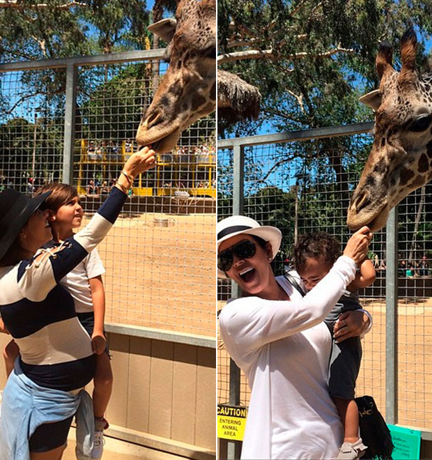 Kourtney Kardashian exibe barriga de grávida em passeio no zoológico