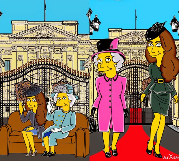 Rainha Elizabeth II e Kate Middleton viram personagens de <i>Os Simpsons</i>, veja!