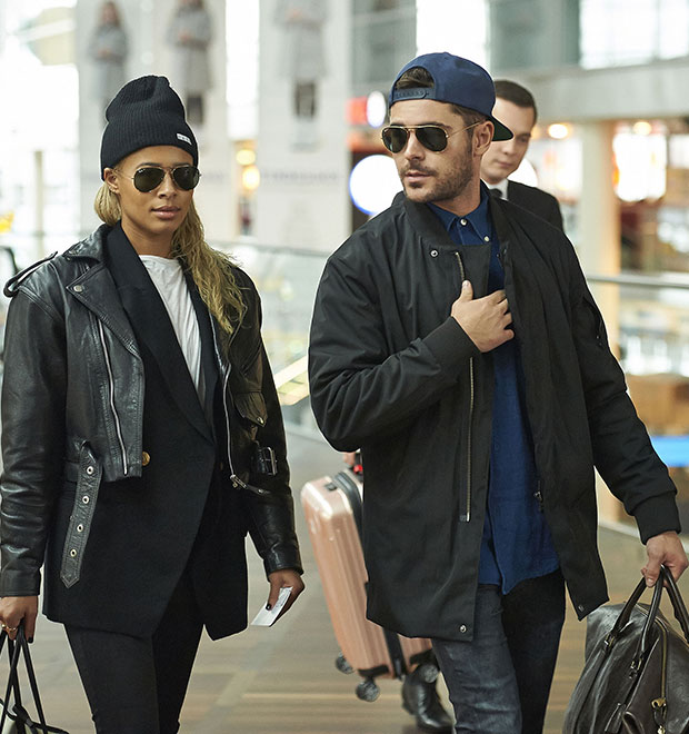 Zac Efron e nova namorada são visto juntos em aeroporto na Dinamarca