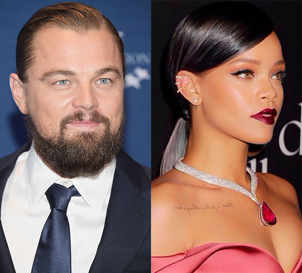 Leonardo DiCaprio teria beijado Rihanna em festa na mansão da <i>Playboy</i>