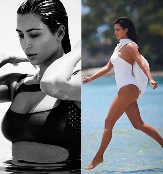 Kim Kardashian toma banho de mar em fotos para a <i>Vogue</i> australiana