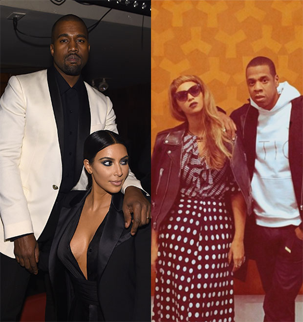 Kim Kardashian e Kanye West jantam ao lado de Beyoncé e Jay-Z