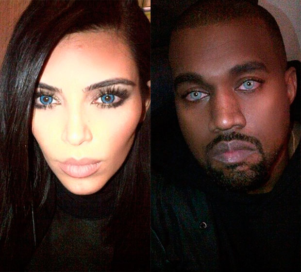Kim Kardashian e Kanye West usam lentes de contato azul pintadas à mão