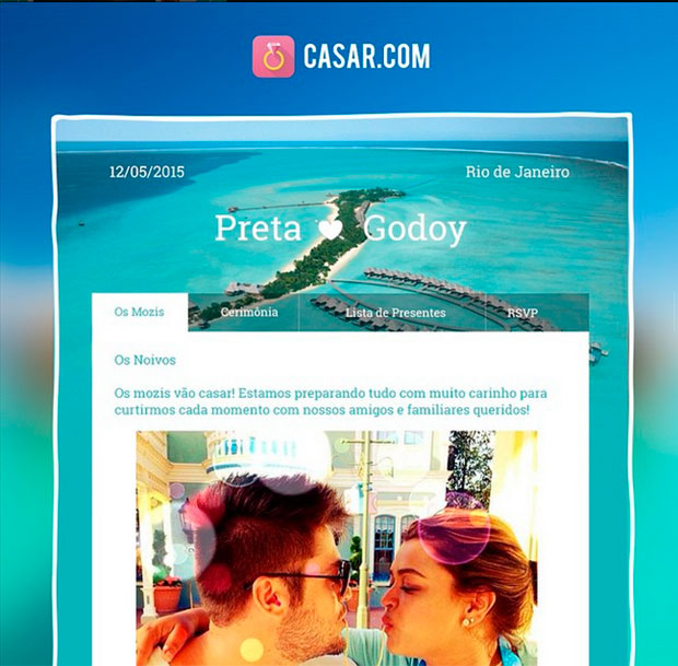 Preta Gil posta foto de site de seu casamento, veja!