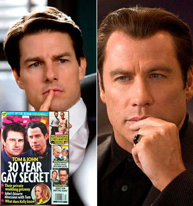 <i>Site</i> desmente rumores de que Tom Cruise e John Travolta teriam um suposto envolvimento amoroso há 30 anos