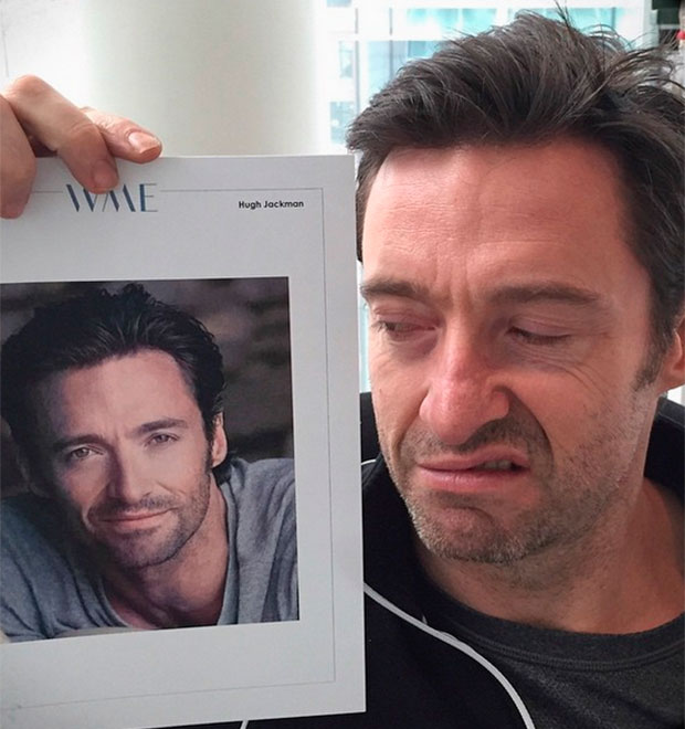 Hugh Jackman relembra o passado ao mostrar clique em que aparece com pose de galã