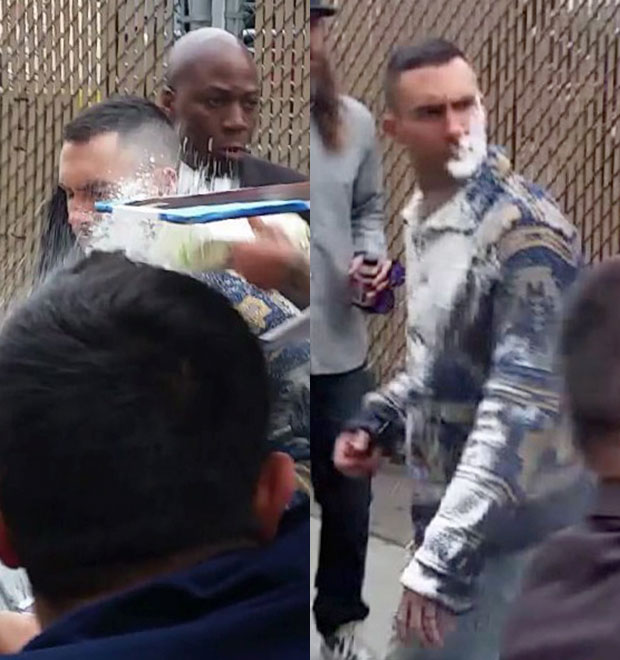 Adam Levine é atacado com açúcar em pó, veja!