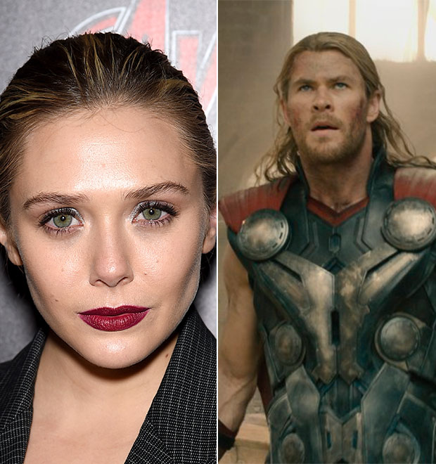 Elizabeth Olsen diz que Chris Hemsworth era o que demorava mais para se arrumar em <i>Vingadores: Era do Ultron</i>