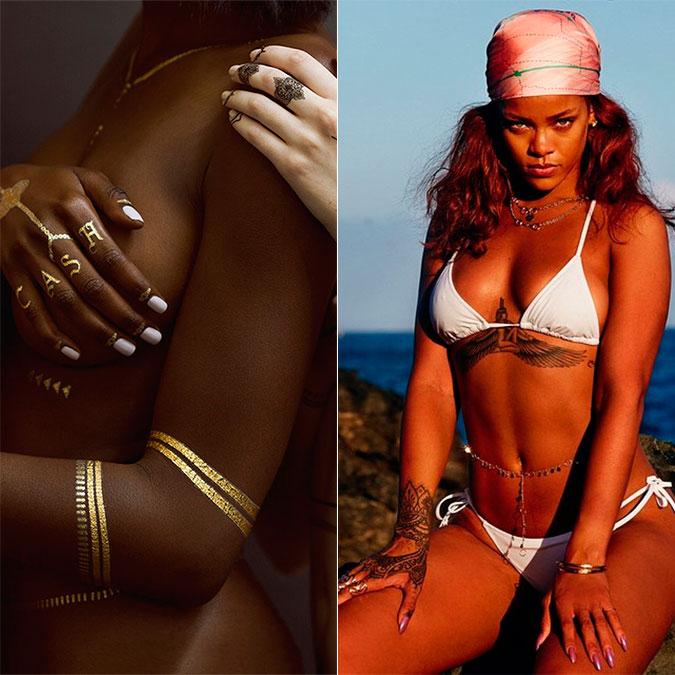 Rihanna gostou tanto das <i>flash tattoos</i> que criou as suas próprias!