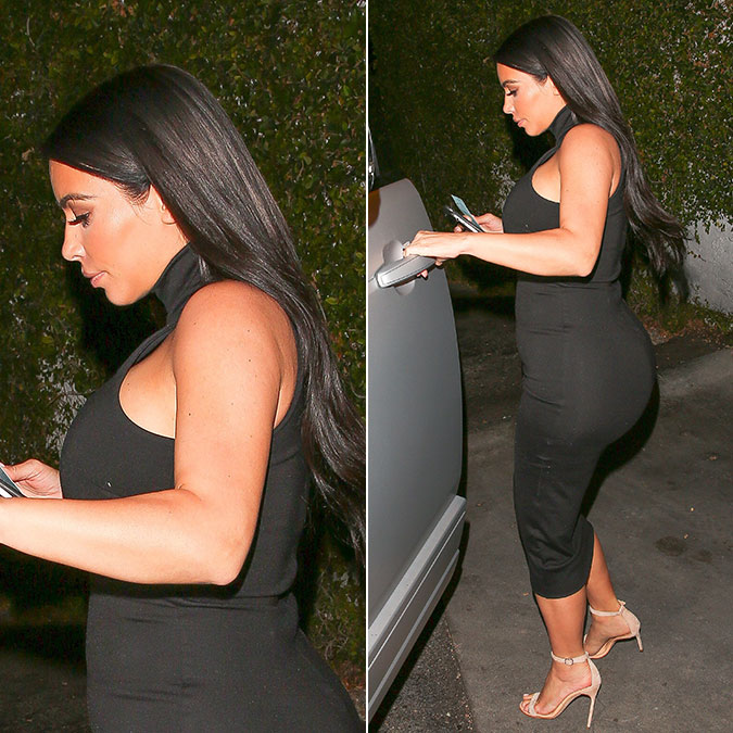 Kim Kardashian já não consegue mais esconder a barriguinha de grávida!