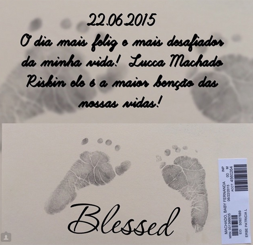 Fernanda Machado dá à luz seu primeiro filho, Lucca