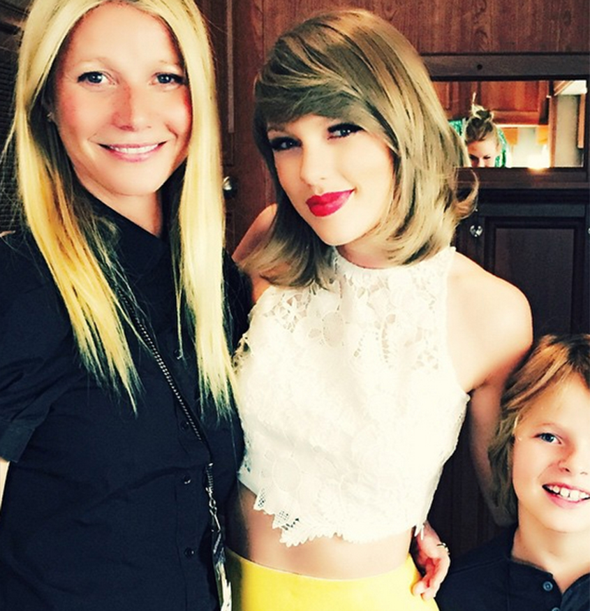 Gwynet Paltrow e seu filho tietam Taylor Swift em Londres