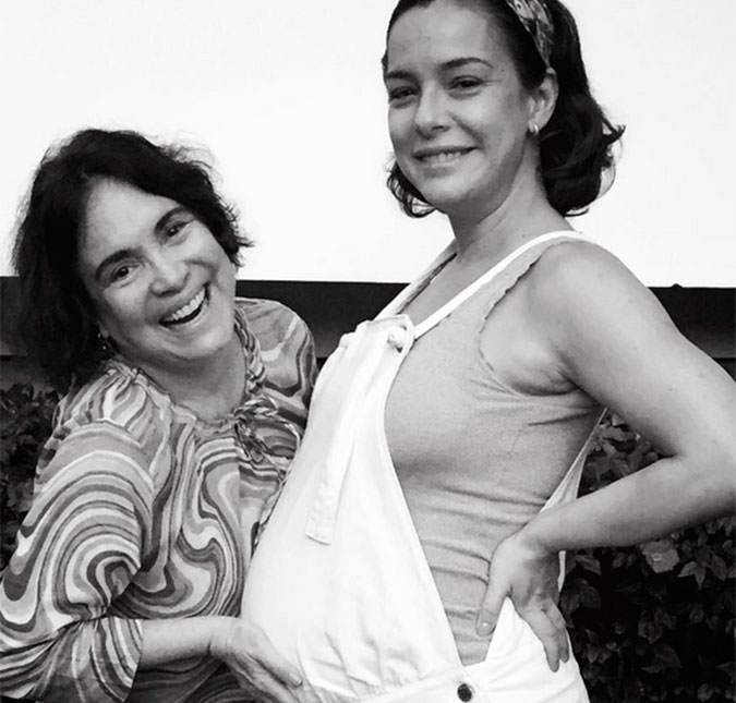 Regina Duarte posa com nora, Regiane Alves, na reta final da gravidez