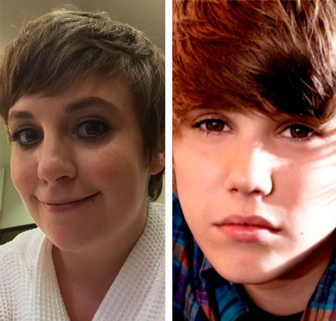 Lena Dunham gosta tanto do Justin Bieber que tem até o mesmo cabelo que ele!