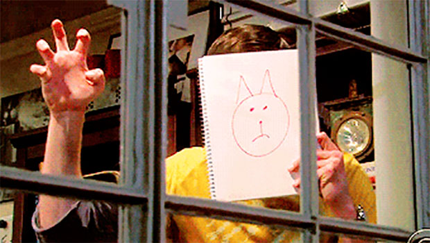 Sheldon tenta assustar os pássaros da janela