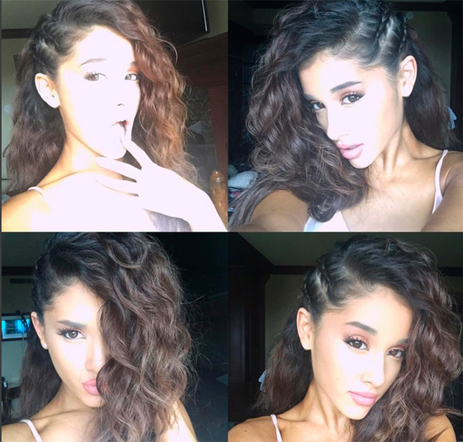 Ariana Grande solta o cabelo ao natural e revela os cachos escondidos