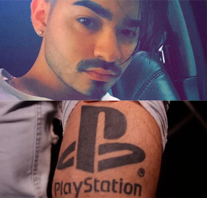 Yudi tatua símbolo do <I>PlayStation</I> na panturrilha